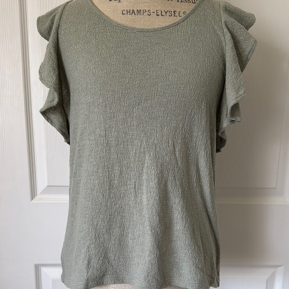 Sage Green Ruffle Sleeve Top - Picture 3 of 4